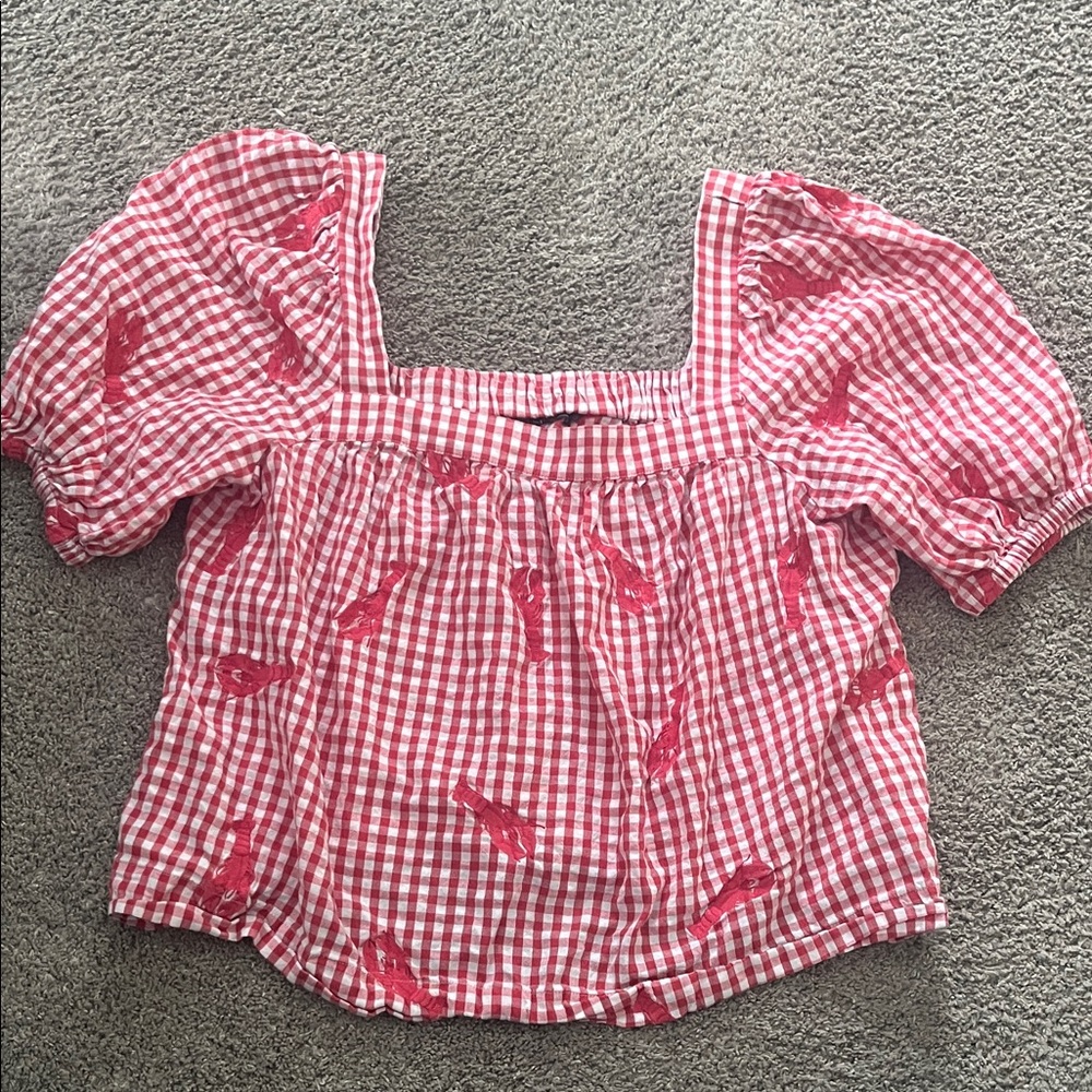 Vineyard Vines Red and White Gingham Top